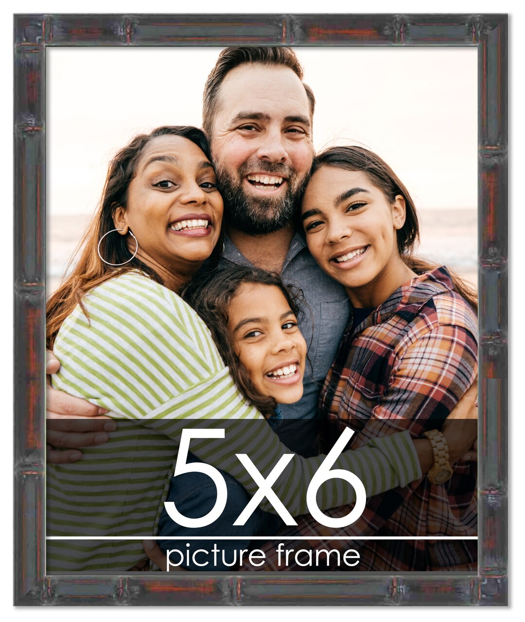 5x6 Thin Bamboo Picture Frame with UV-Resistant Acrylic & Acid Free Backing, Available in 2 Finishes - Gold and Brown